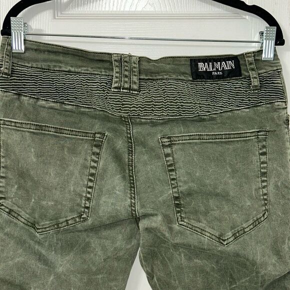 Balmain Olive Green Bikers Pants(Size 32) - Picture 6 of 15